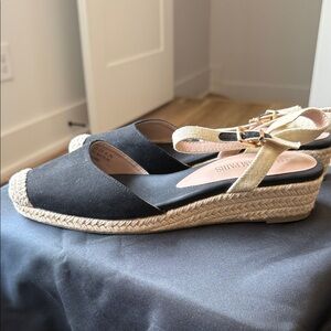 Dream Pairs Black and Tan Espadrille Slingback Wedges